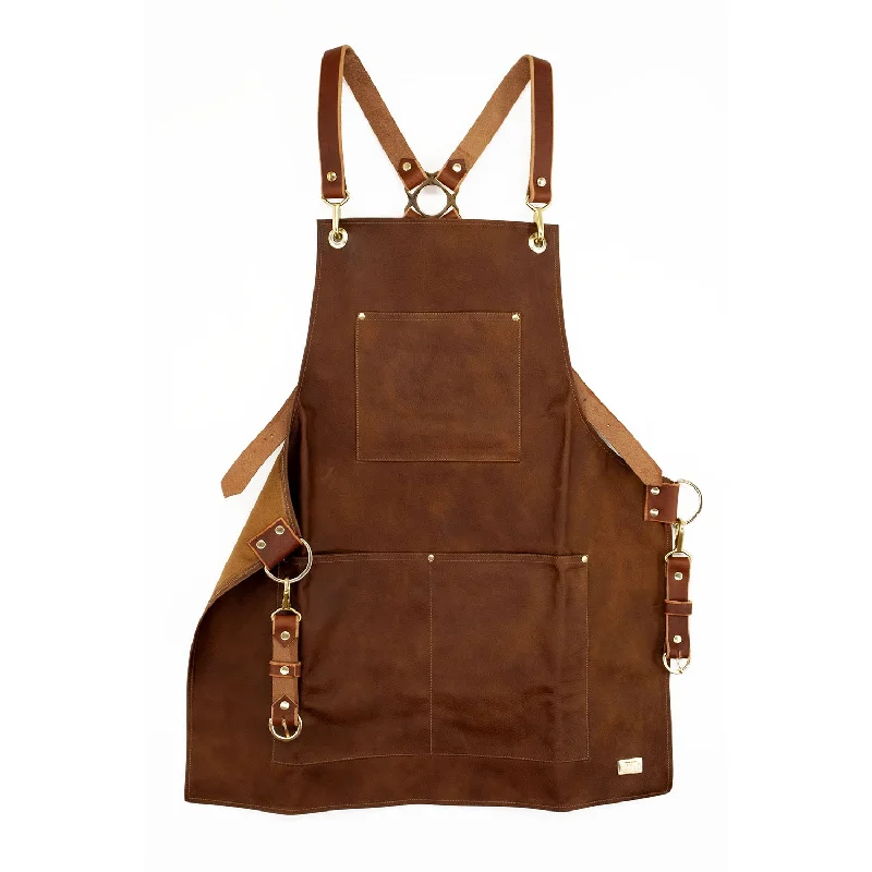 distressed leather apron