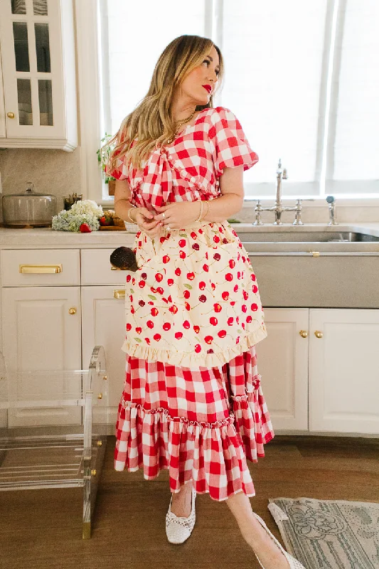 Ivy Half Apron in Cherry Cotton