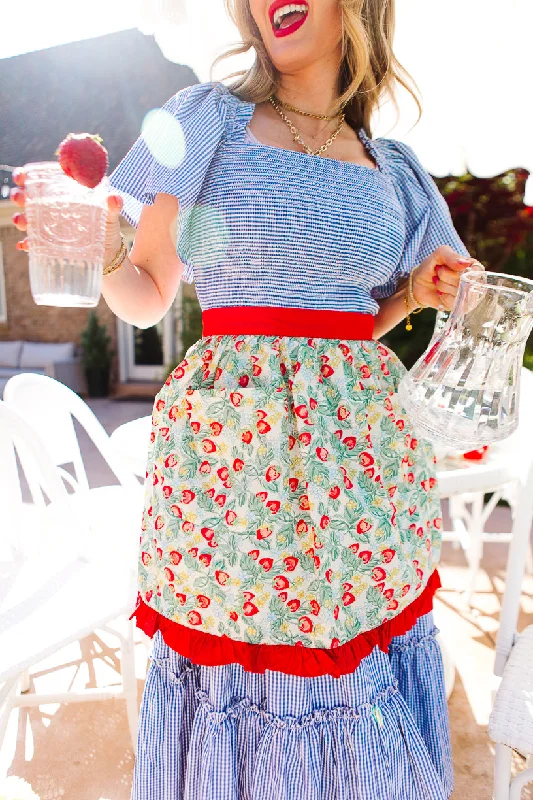 Ivy Half Apron in Strawberry Cotton