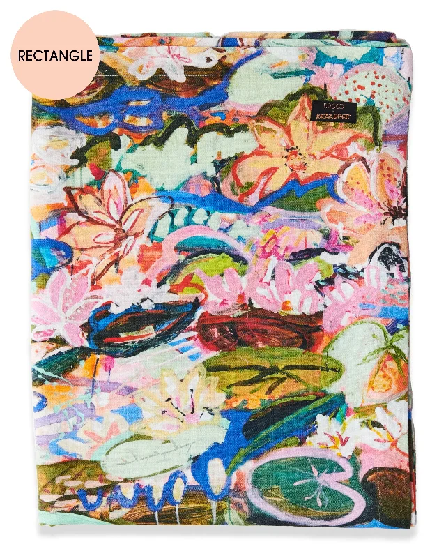 Kip&Co x Kezz Brett Waterlily Waterway Rectangular Linen Tablecloth