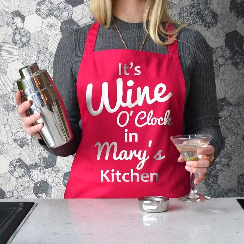 Personalised Printed Wine O'Clock Apron