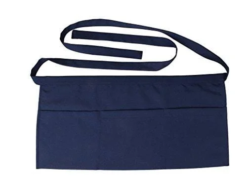 SEW UR LIFE Waterdrop Resistant 3 big Pockets Navy Waist Apron (2 SET) Kitchen Restaurant Bistro Cafe Bar Pub Cake Shop Bakery Unisex Half Aprons for Chef, Baker, Servers, Waitress, Waiter