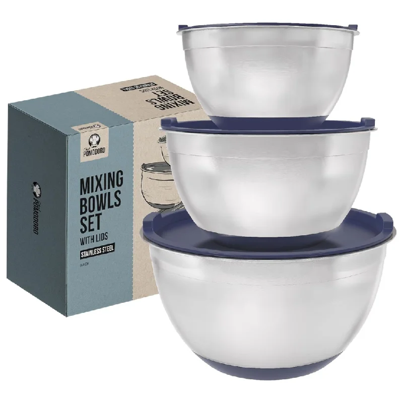 3-Piece Chef Pomodoro Stainless Steel Mixing Bowl Set