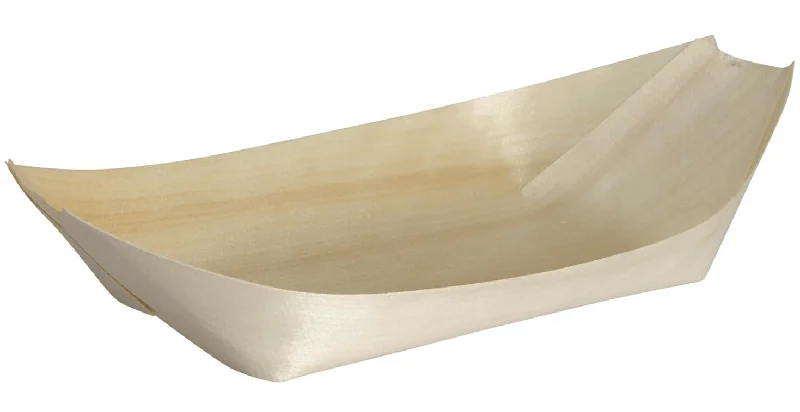 ABENA Gastro Disposable Bowls, Wooden Bamboo Boats | 100 Pack | 22cm x 12cm x 2cm | Bamboo Boats for Canapes and Small Desserts. Biodegradable and Compostable Eco-Labelled Option