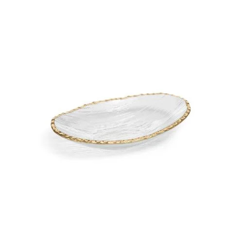 Large Clear Bowl with Embellished Gold Rim