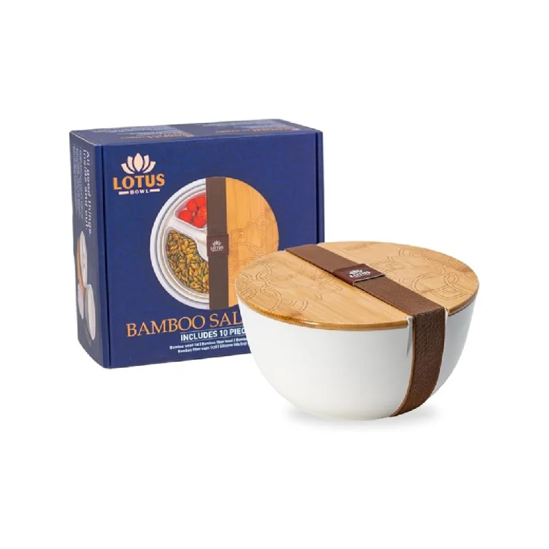 Lotus Bowl Bamboo Salad Bowl Kit (64oz)