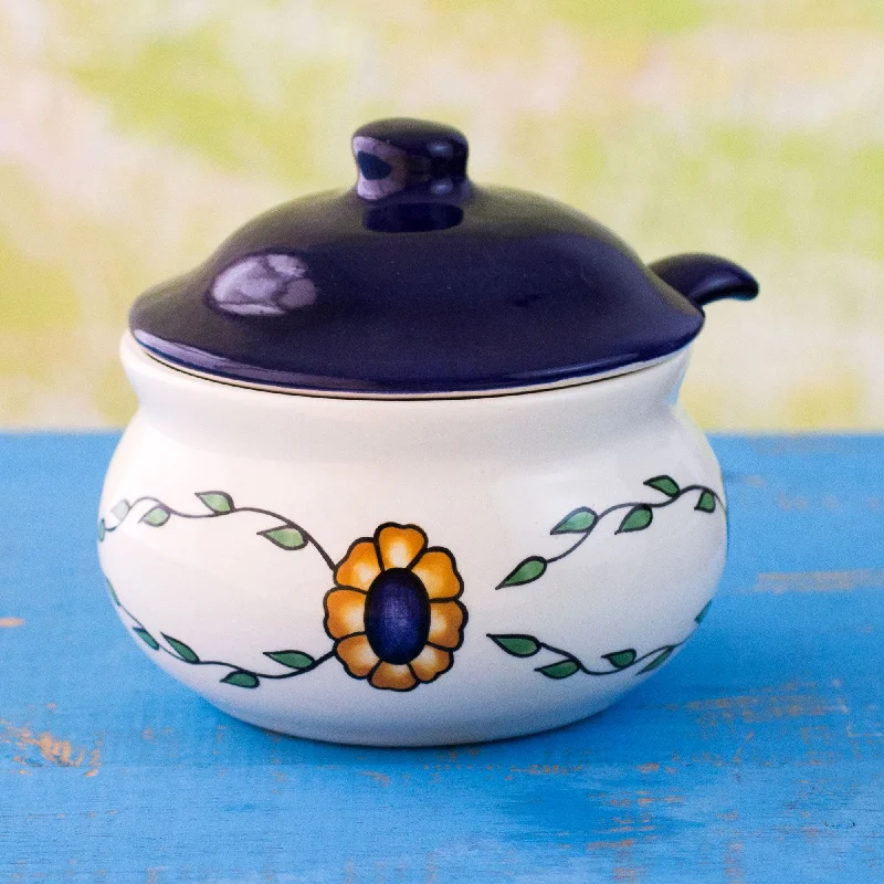 Margarita Floral Ceramic Sugar Bowl