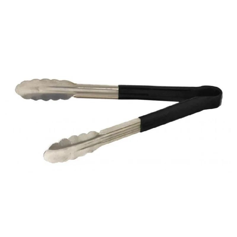 Nella 12" Tongs with Plastic Handle, Black