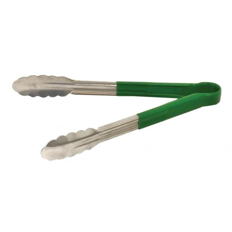 Nella 12" Tongs with Plastic Handle, Green