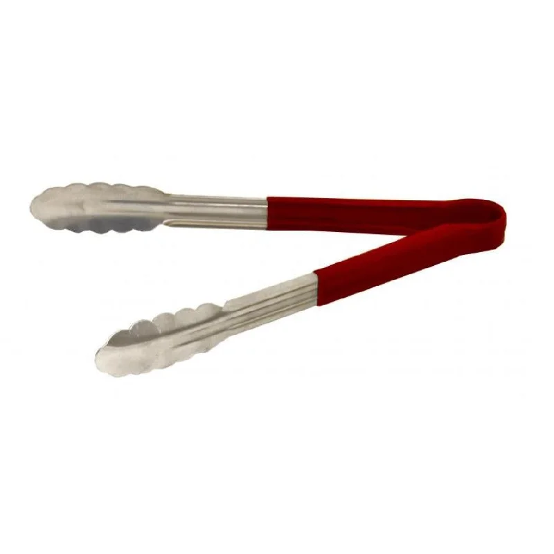 Nella 12" Tongs with Plastic Handle, Red