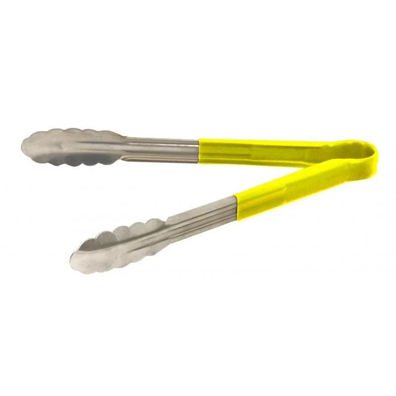 Nella 12" Tongs with Plastic Handle, Yellow