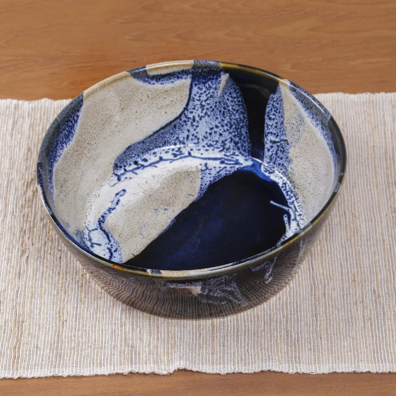 Ocean Tides Decorative and Food Safe Ceramic Bowl from Bali