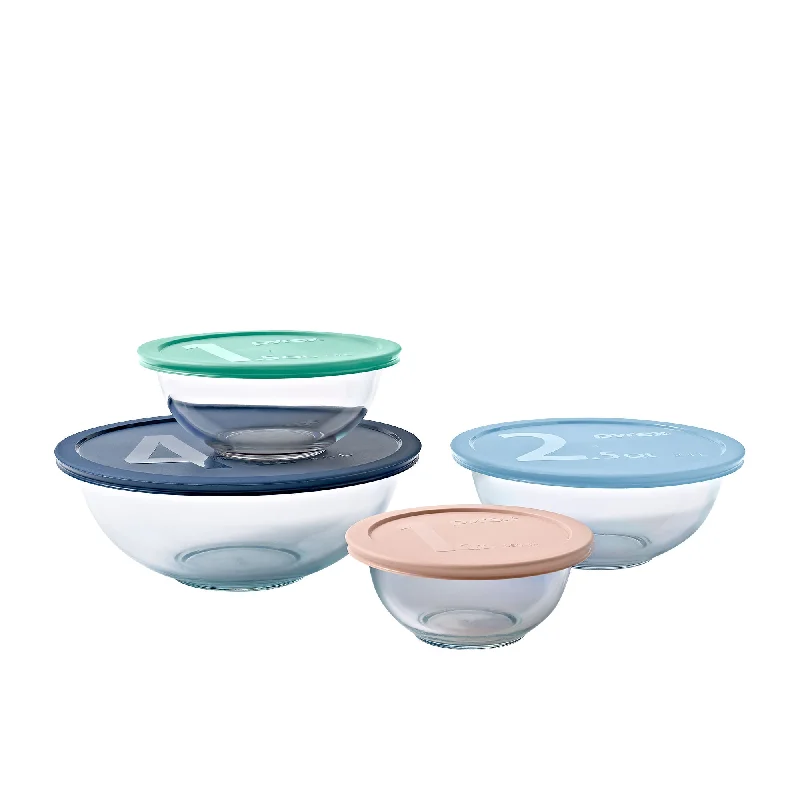 Pyrex Smart Essentials Mixing Bowl Set of 4 in Pastel Lids