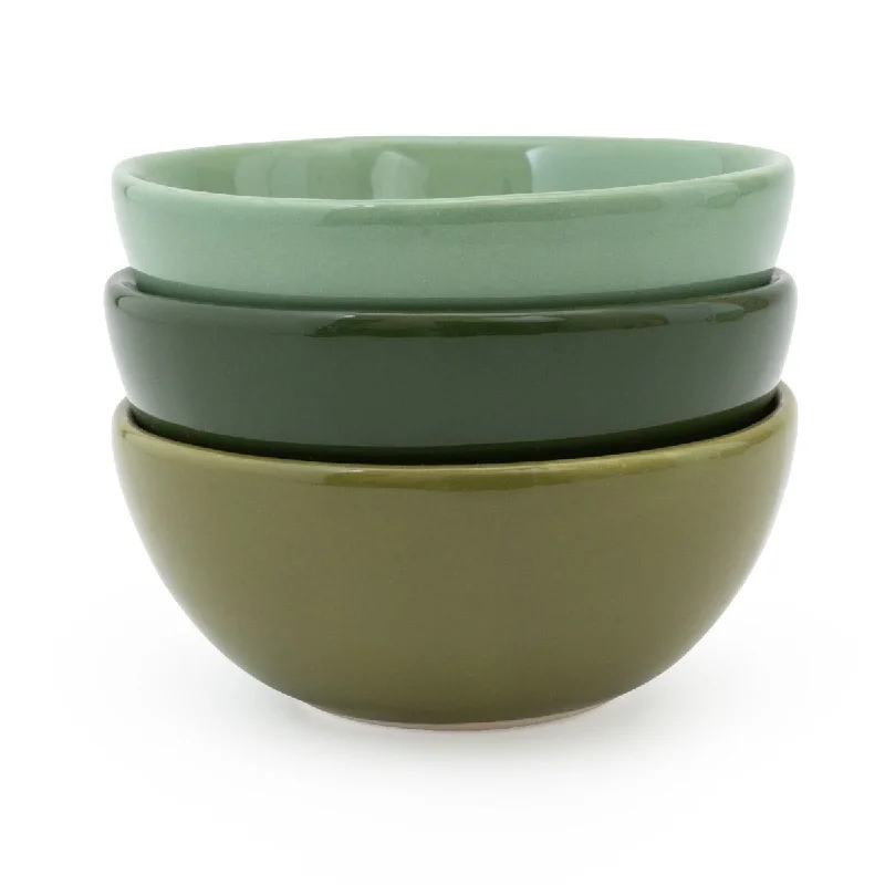 Artisan Ceramic Dipping Bowls Set - Olive