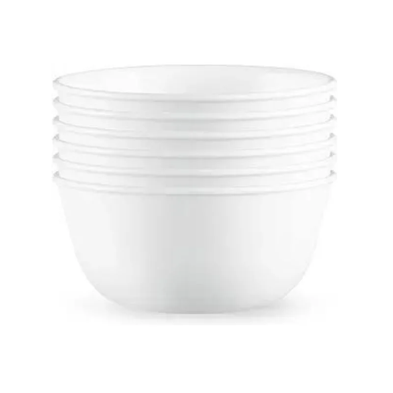 Set Of 6 Corelle Vitrelle 28oz Triple Layer Glass Frost White Bowls