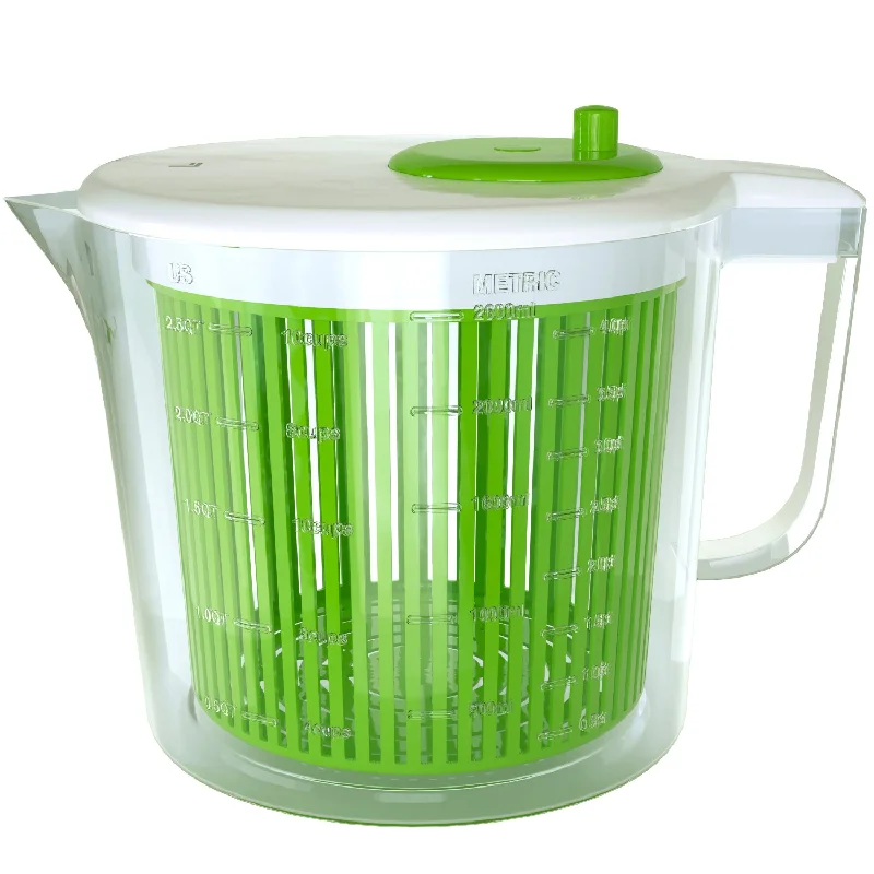 Single Serve Small Salad Spinner - Mini Prep Lettuce Spinner and Dryer With Measuring Cup - Collander with Fruit and Vegetable Washing Basket Bowl - Great Fruit and Vegetable Washer By Cooler Kitchen