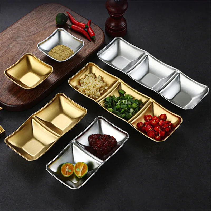 Stainless Steel Seasoning Dish Hot Pot Dipping Bowl Condiment Tray