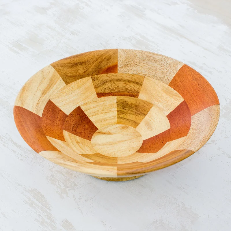 Stairway of Nature Mahogany and Palo Blanco Wood Fruit Bowl Crafted by Hand