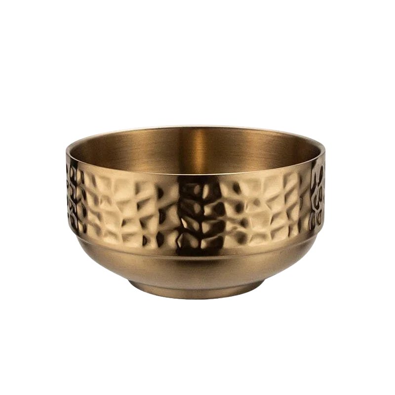 Textured Golden Stainless Steel Serving Bowl