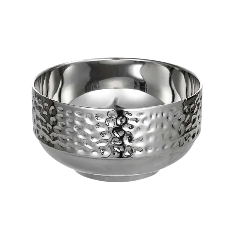 Textured Silver Stainless Steel Serving Bowl