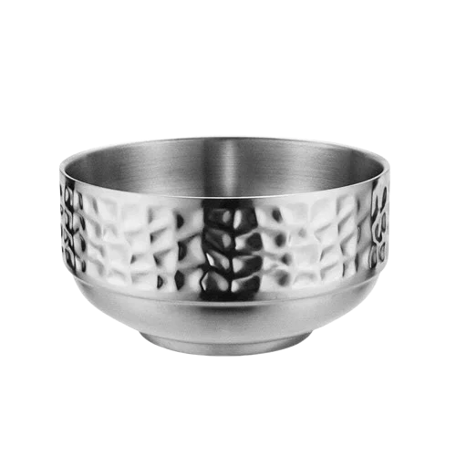 Textured Silver Stainless Steel Serving Bowl