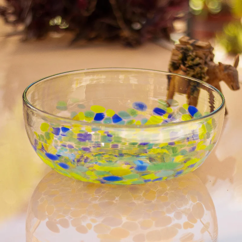 Tropical Confetti Colorful Recycled Glass Serving Bowl from Mexico