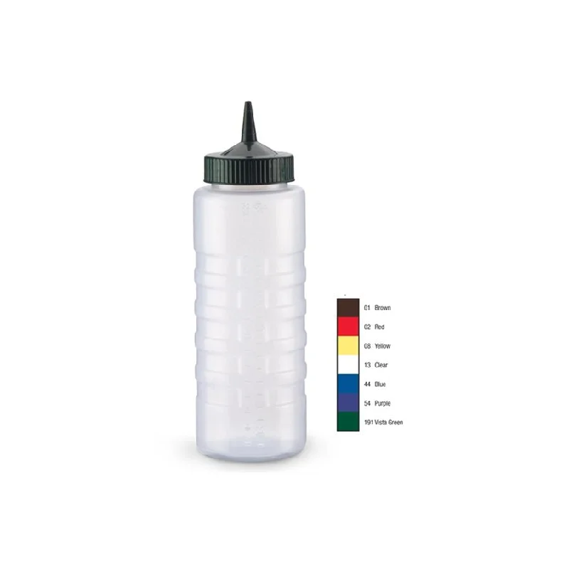 Vollrath 32 Oz Wide Mouth Clear Squeeze Bottle with Green Cap