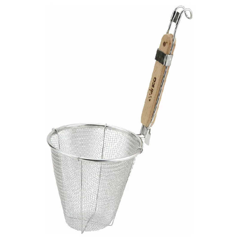 Winco 5.5" Single Mesh Strainer, Wood Handle