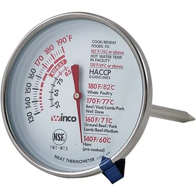 Winco Meat Dual C° / F° Dial Thermometer 130° to 190° F