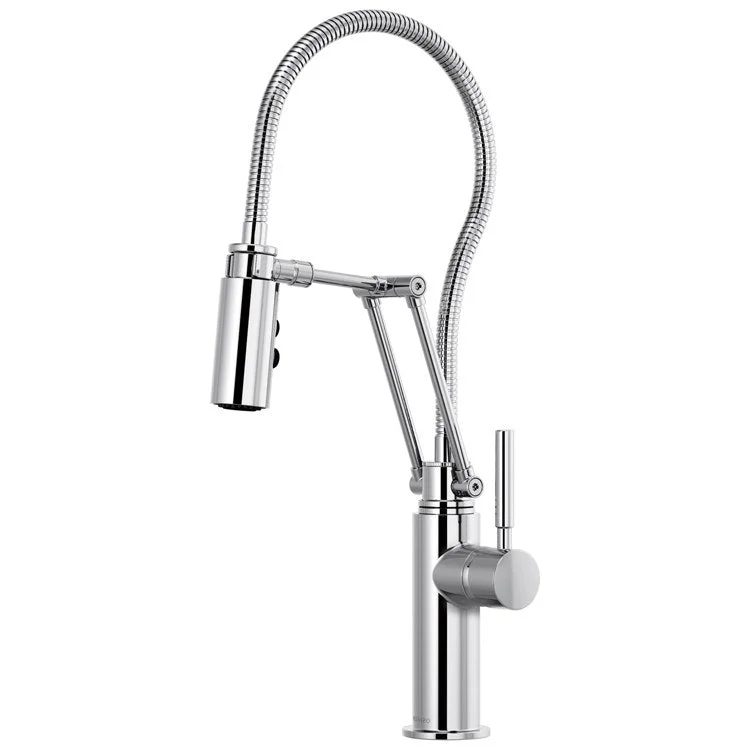 Kitchen Faucet Solna with Finished Semi-Flexible Hose 1 Lever ADA Chrome Dual-Jointed Articulating Arm Swivel 360 Degree 1.8 Gallons per Minute