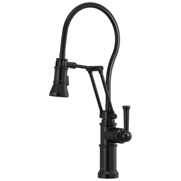 Kitchen Faucet Artesso with Finished Hose 1 Lever ADA Matte Black Pull Down 2 Function Handspray 1.8 Gallons per Minute