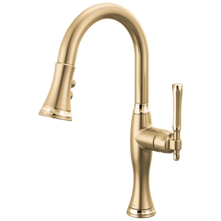 Prep Faucet Tulham 1 Lever ADA Brilliance Luxe Gold/Brilliance Polished Gold Pull Down 2 Function Wand Aerated Stream/Spray 360 Degree Swivel