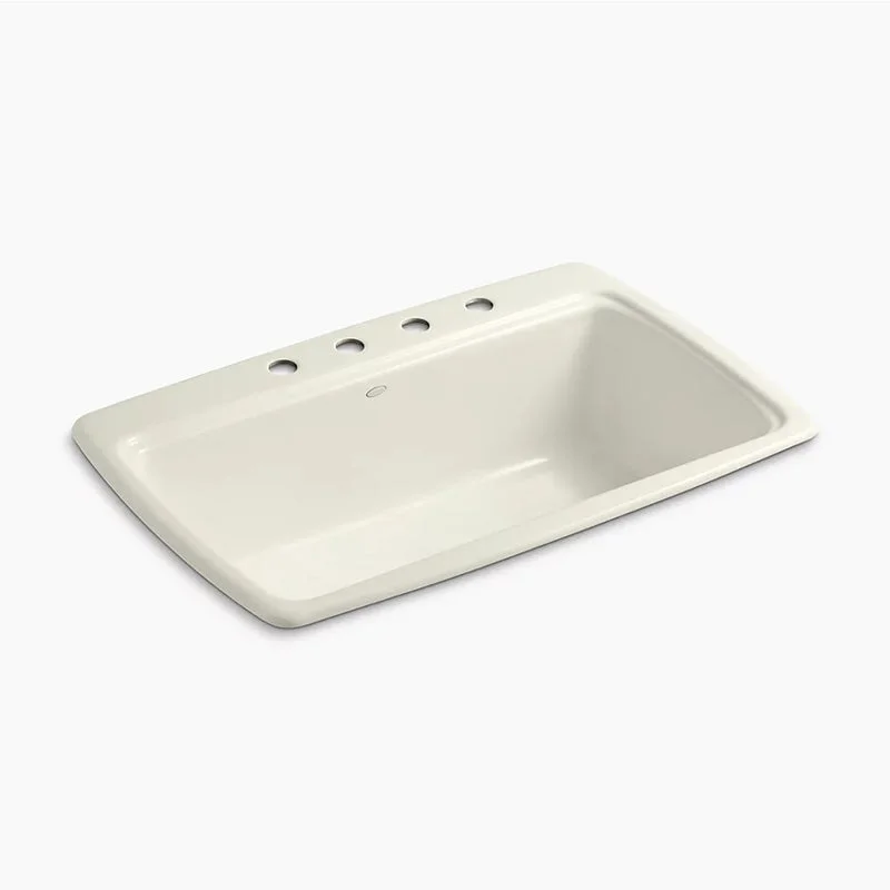 Cape Dory 22" x 33" x 9.63" Enameled Cast Iron Single-Basin Drop-In Kitchen Sink in Biscuit