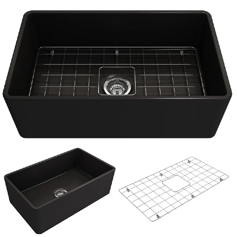 Classico 30" x 18" x 10" Single-Basin Farmhouse Apron Front Kitchen Sink in Matte Black