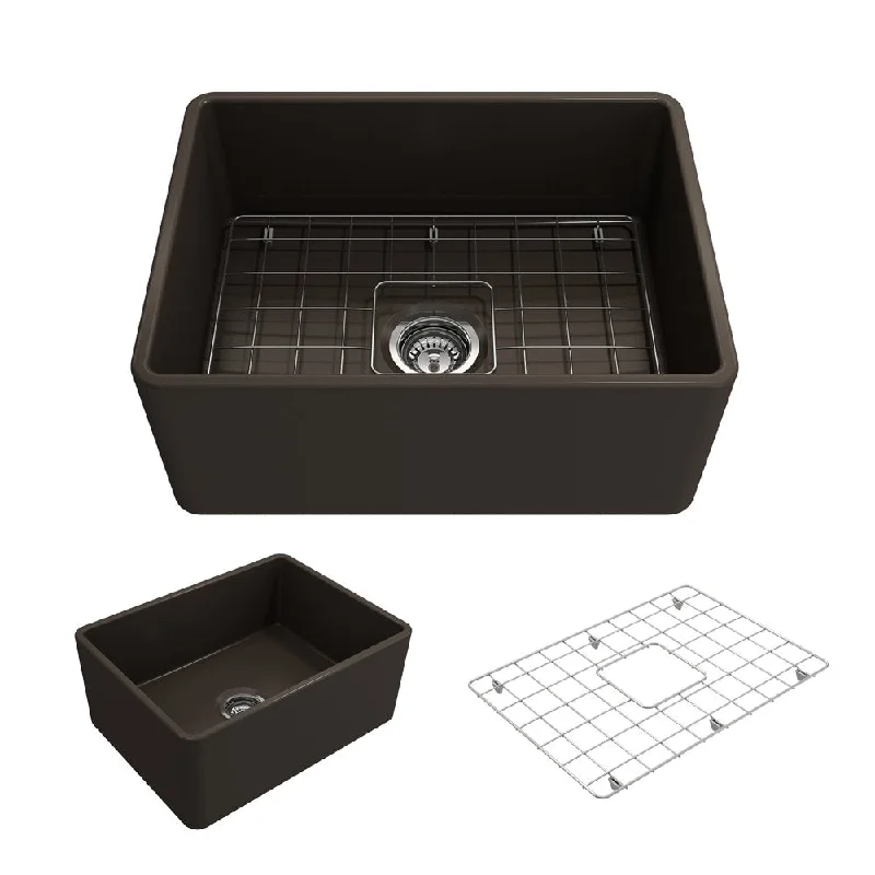 Classico 24" x 18" x 10" Single-Basin Farmhouse Apron Front Kitchen Sink in Matte Brown