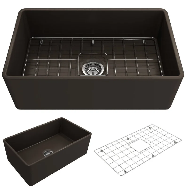 Classico 30" x 18" x 10" Single-Basin Farmhouse Apron Front Kitchen Sink in Matte Brown