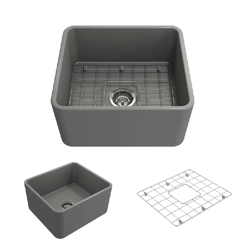 Classico 20" x 18" x 10" Single-Basin Farmhouse Apron Front Kitchen Sink in Matte Gray