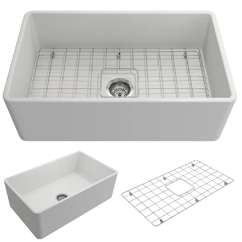 Classico 30" x 18" x 10" Single-Basin Farmhouse Apron Front Kitchen Sink in Matte White