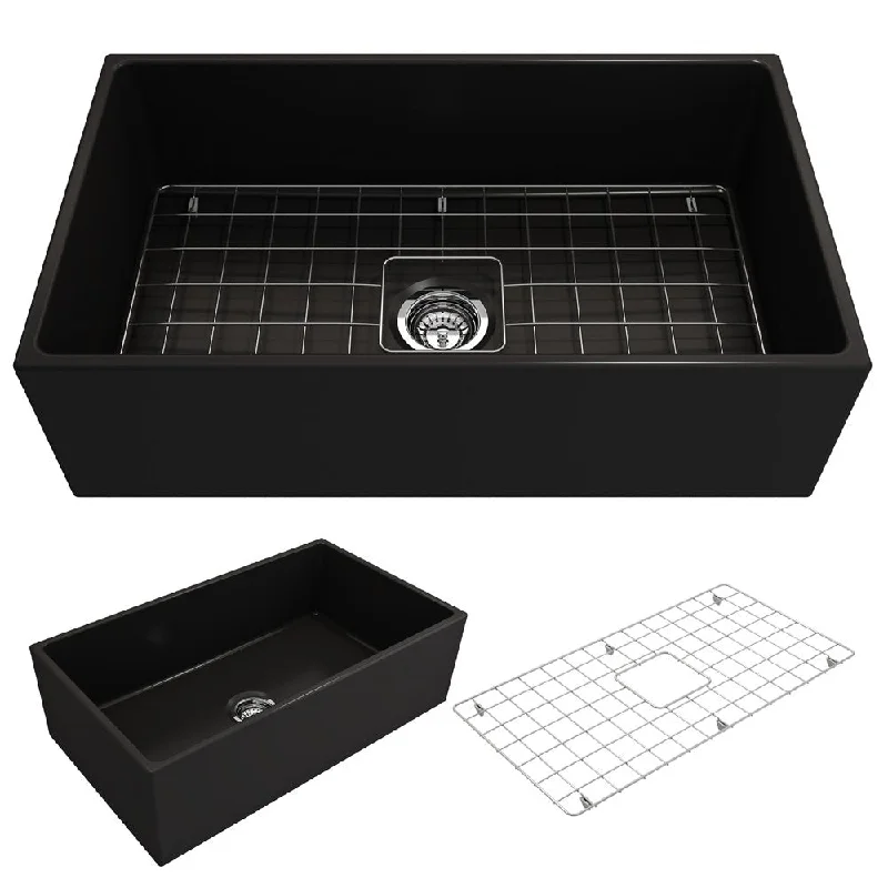 Contempo 33" x 19" x 10" Single-Basin Farmhouse Apron Front Kitchen Sink in Matte Black