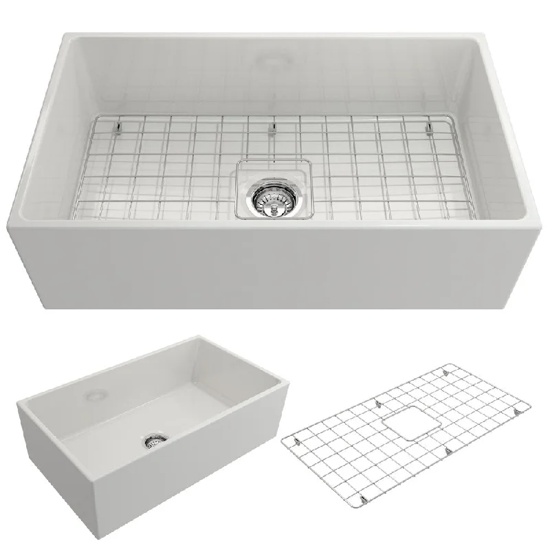 Contempo 33" x 19" x 10" Single-Basin Farmhouse Apron Front Kitchen Sink in White