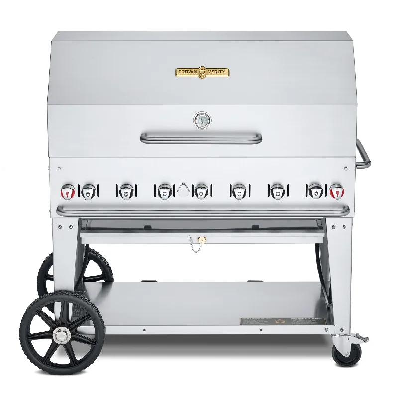 Crown Verity CV-MCB-48RDP-LP 48" Mobile BBQ Grill / Charbroiler Package with Roll Dome, Propane