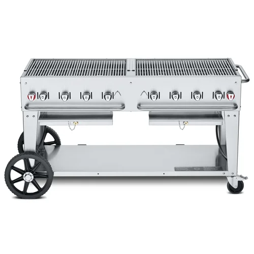 Crown Verity CV-MCB-60NG 60" Mobile BBQ Grill / Charbroiler with Water Pan, Natural Gas