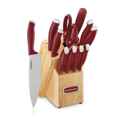 Cuisinart 12PC Red&Stainless Steel Cutlery Block Set Red