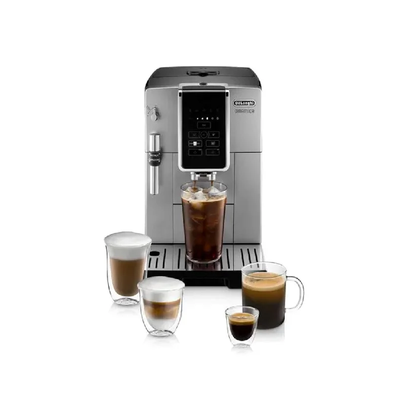 De'Longhi Dinamica Automatic Coffee & Espresso Machine with Iced Coffee & Manual Milk Frother,Silver