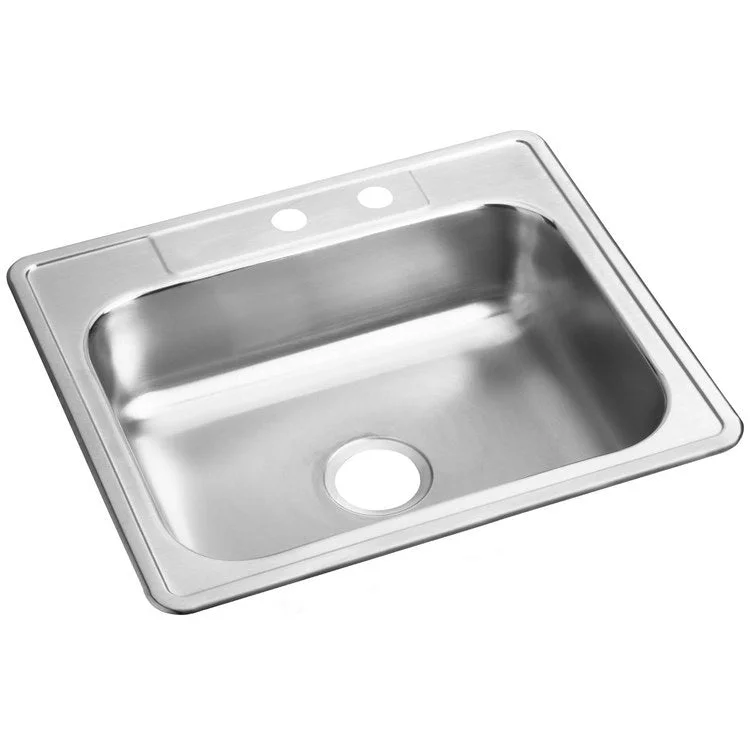 Kitchen Sink Dayton 25 x 21.25 Inch Single Bowl MR2 Hole ADA Satin Drop-In Rectangle Drain Location Center Depth 6-4/7 Inch Bottom Only Pads