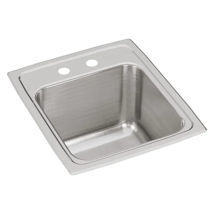 Lustertone Classic 15" Single Bowl Stainless Steel Drop-In Kitchen Sink with 2 Holes