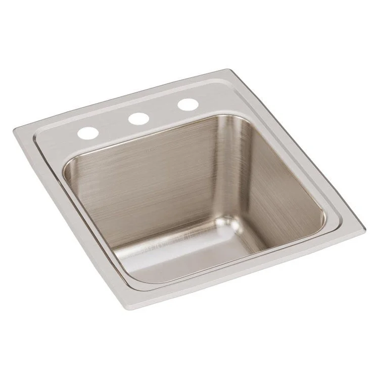 Lustertone Classic 15" Single Bowl Stainless Steel Drop-In Kitchen Sink with 3 Holes