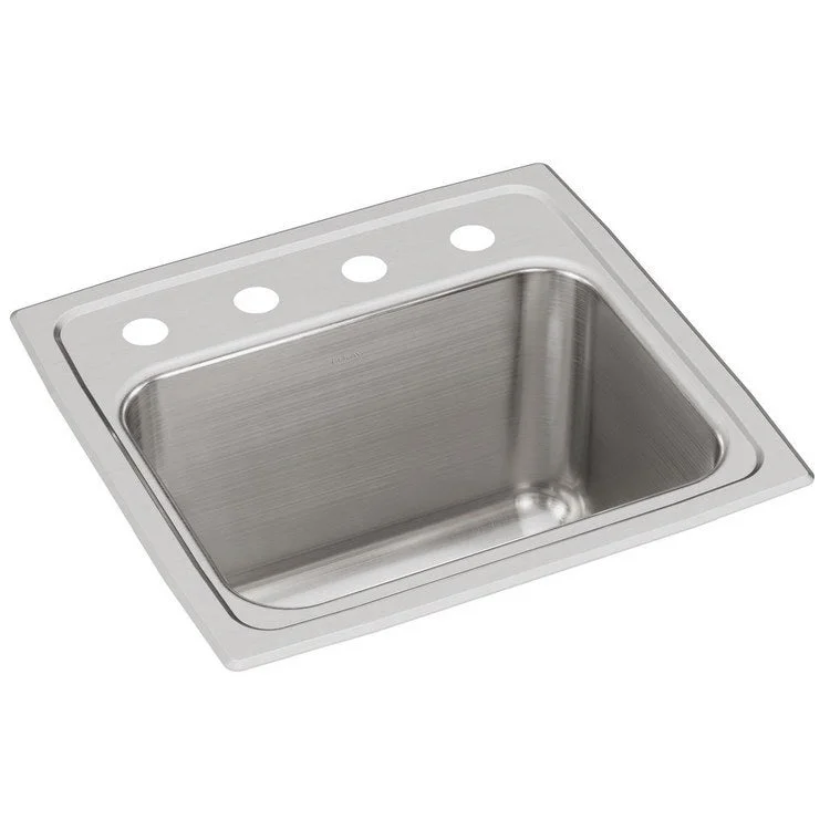 Kitchen Sink Lustertone Classic 17 x 16 Inch Single Bowl OS4 Hole Lustrous Satin Drop-In