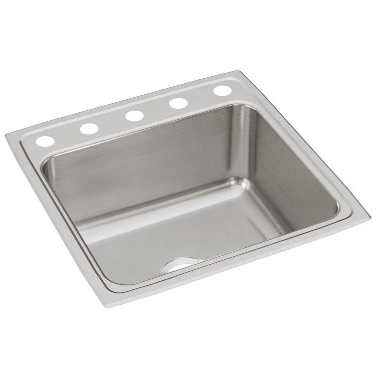 Kitchen Sink Lustertone Classic 22 x 22 Inch Single Bowl 5 Hole Lustrous Satin Drop-In 10-1/8 Inch