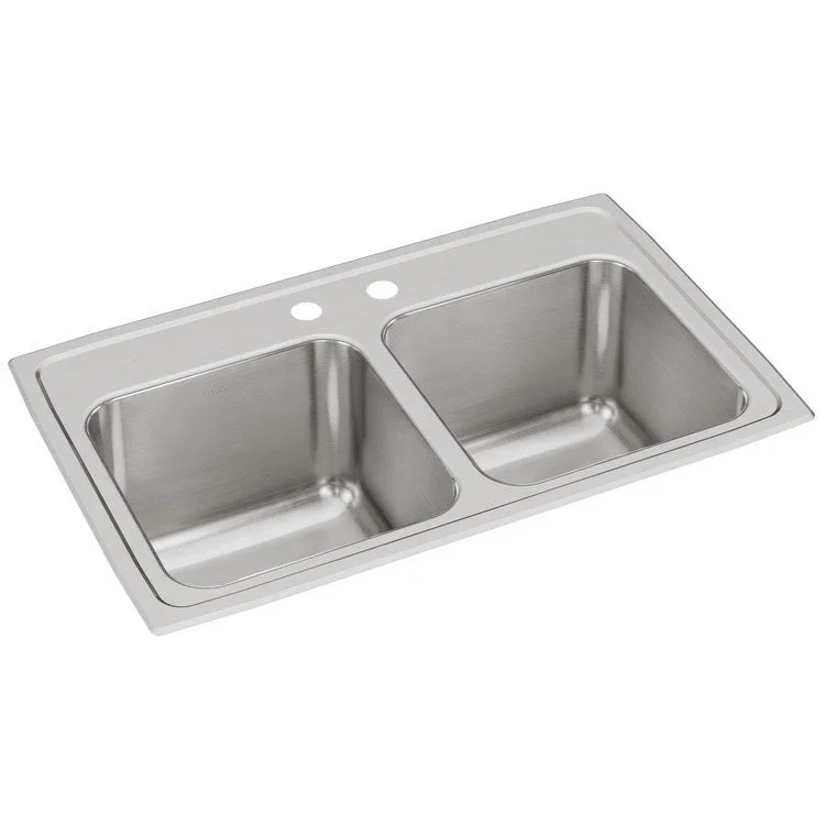 Kitchen Sink Lustertone Classic 29 x 18 Inch Double Bowl Equal 2 Hole Lustertone Classic Top Mount